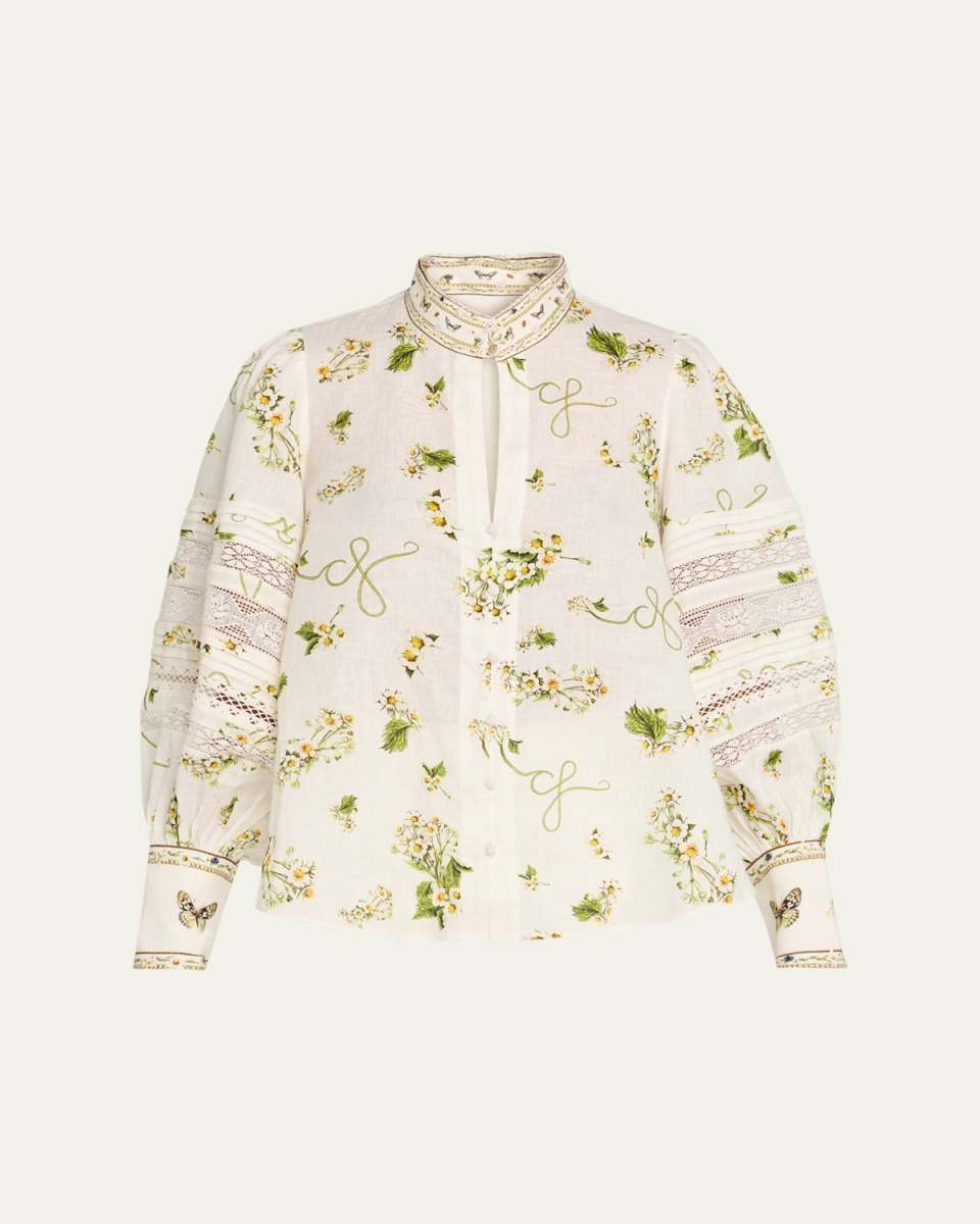 Botanical Utopia Buttoned Collar Blous
